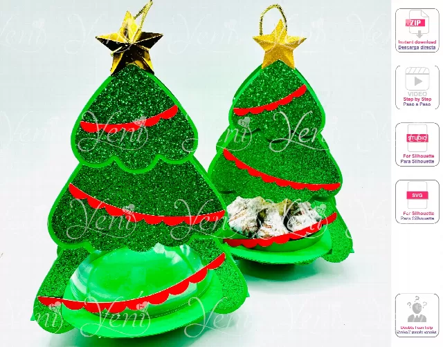 Christmas Tree candy holder - For 8cm / 3.15” Sphere - Digital cut file  - svg studio - Christmas