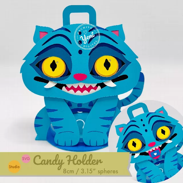 Derpy Tiger (Demon Hunter) candy holder - For 8cm / 3.15” Sphere - svg and studio files